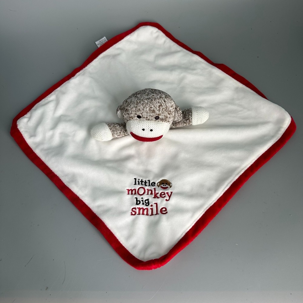 Baby Starters Sock Monkey Security Blanket Little Monkey Big Smile Lovey A34055